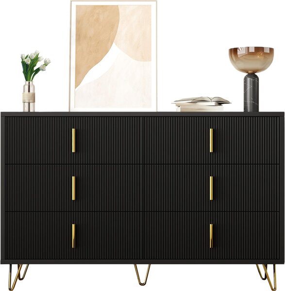 Sweiko Elegantní příborník s moderním designem, komoda a spousta úložného prostoru, zlaté úchyty