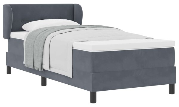 Postel s boxspringem s čelo Tmavě šedá 80 x 200 cm samet 3340359