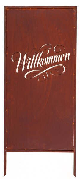 Zahradní Paraván z Ušlechtilé Rzi „Willkommen” 120x50 cm Dekorativní Kryt