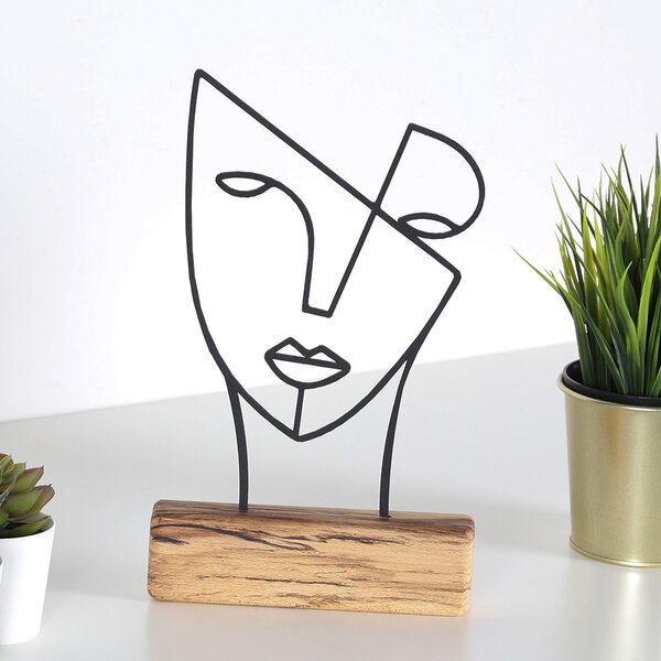 Hanah Home Kovová dekorace Mask 30 cm černá