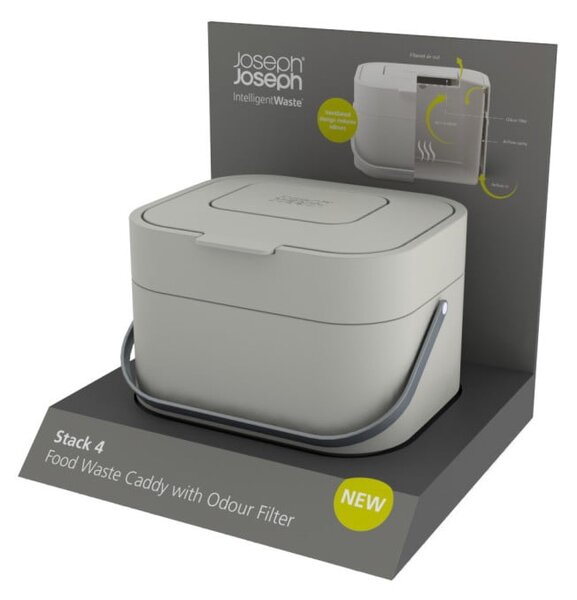 Tmavě šedá nádobka na kompostovatelný odpad Joseph Joseph IntelligentWaste, 4 l
