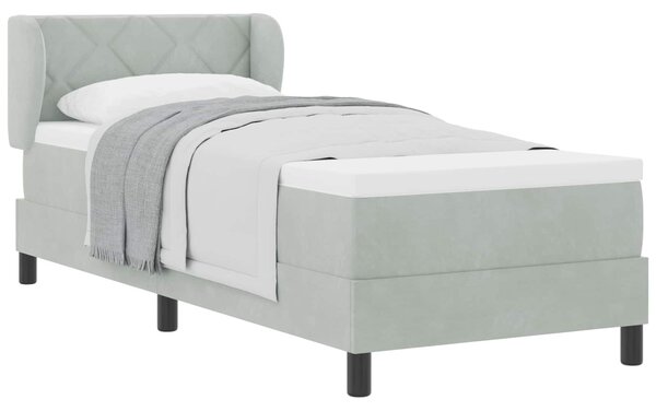Postel s boxspringem s čelo Světle šedá 80 x 200 cm samet 3340412