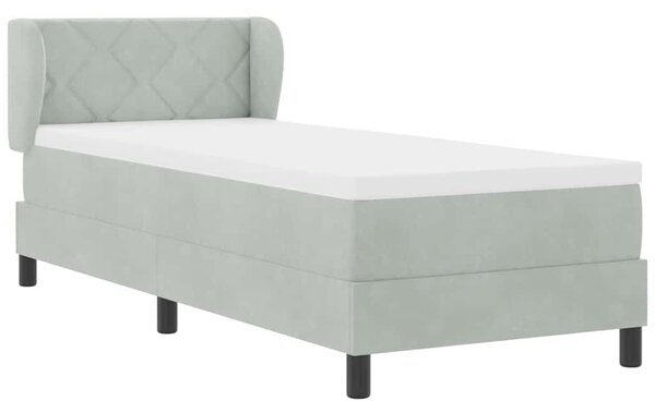 Postel s boxspringem s čelo Světle šedá 80 x 200 cm samet 3340412