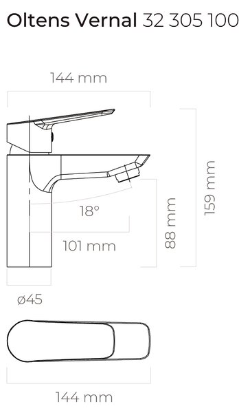 Oltens Vernal umyvadlová baterie stojící chrom 32305100