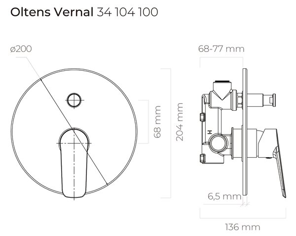 Oltens Vernal vanová baterie pod omítku chrom 34104100