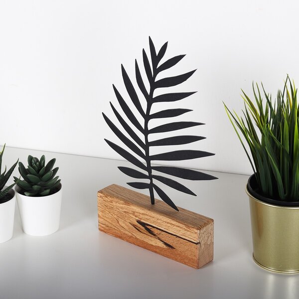 Hanah Home Kovová dekorace Palm Leaf 27 cm černá