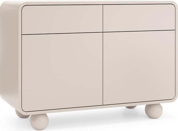 Kašmírový příborník se dvěma skříňkami a dvěma zásuvkami - moderní design, kulovité nohy, 108 x 75 x 39 cm