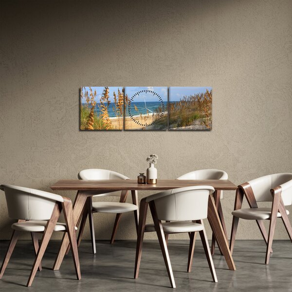 Obraz - Pláž (s hodinami) (90x30 cm)