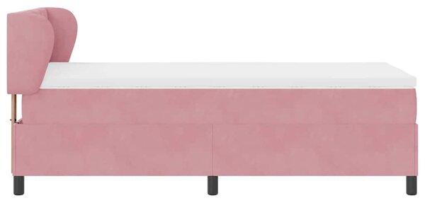 Postel s boxspringem s čelo Růžová 90 x 200 cm samet 3340429