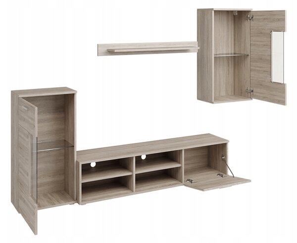 KONDELA Obývací stěna, dub sonoma, DTD foliovaná, FRONTAL 1 NEW