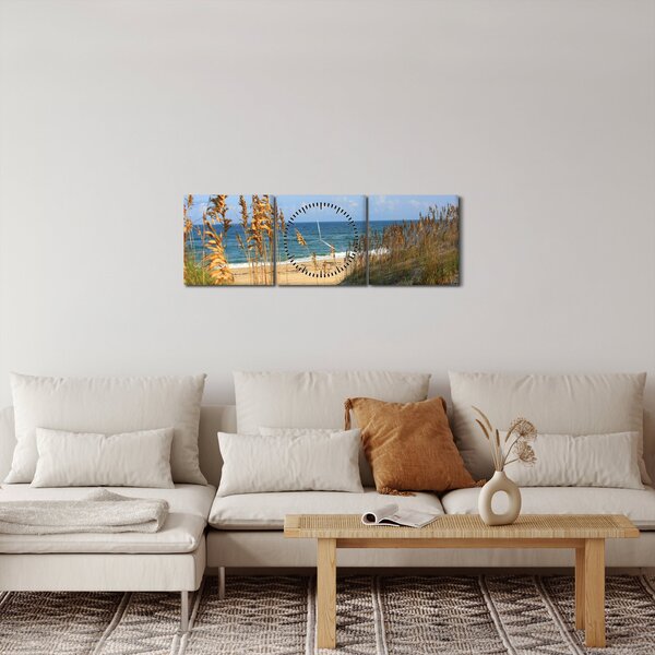Obraz - Pláž (s hodinami) (90x30 cm)