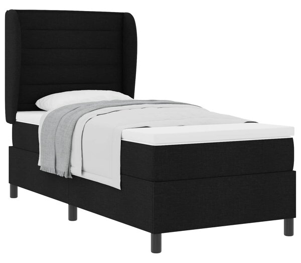 Postel s boxspringem s matrací s čelo Černá 90 x 200 cm textil 3340482