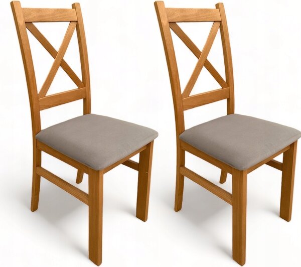 2x čalouněná židle s křížovým opěradlem Craft dub + šedá