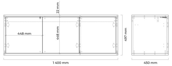 Oltens Hedvig skříňka 140x45x49.7 cm pod umyvadlo závěsná bílá-dub 60205060