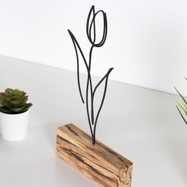 Hanah Home Kovová dekorace Tulip 30 cm černá