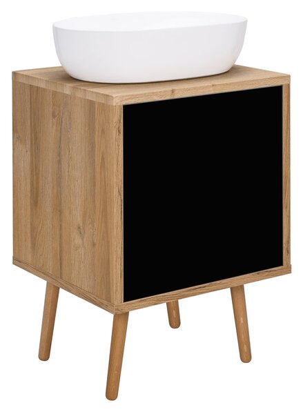 Oltens Hedvig skříňka 50x45x49.7 cm pod umyvadlo závěsná černá-dub 60203360