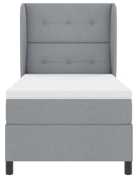 Postel s boxspringem s čelo Světle šedá 80 x 200 cm textil 3340529