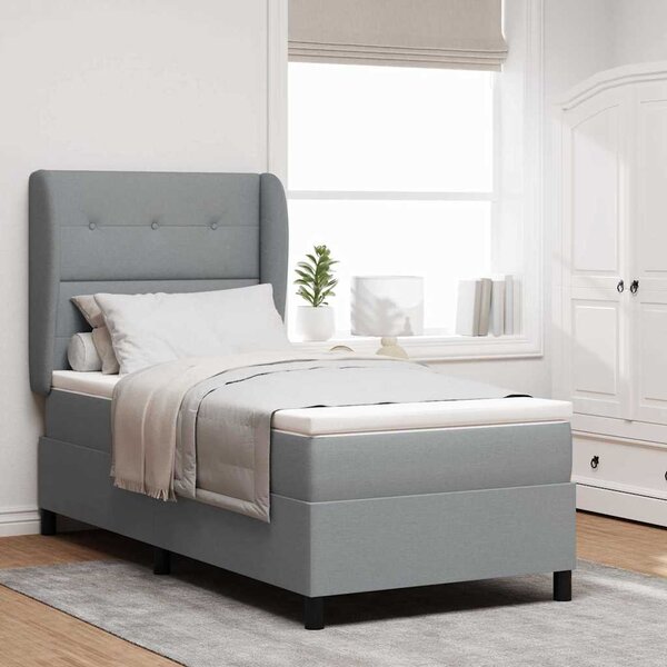 Postel s boxspringem s čelo Světle šedá 80 x 200 cm textil 3340529