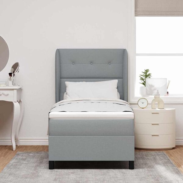 Postel s boxspringem s čelo Světle šedá 80 x 200 cm textil 3340529