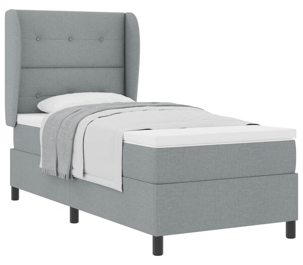 Postel s boxspringem s čelo Světle šedá 80 x 200 cm textil 3340529
