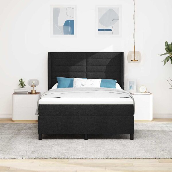 Postel s boxspringem s matrací s čelo Černá 140 x 190 cm textil 3340496