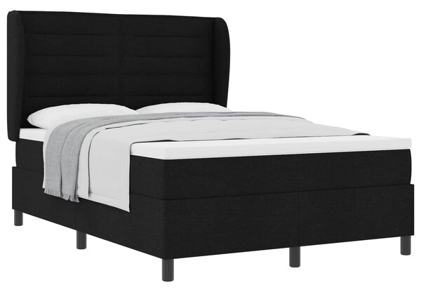 Postel s boxspringem s matrací s čelo Černá 140 x 190 cm textil 3340496