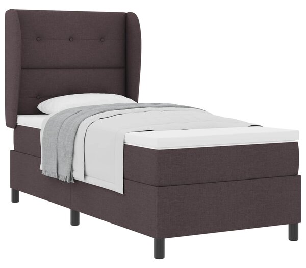 Postel s boxspringem s čelo Tmavě hnědá 100 x 200 cm textil 3340553