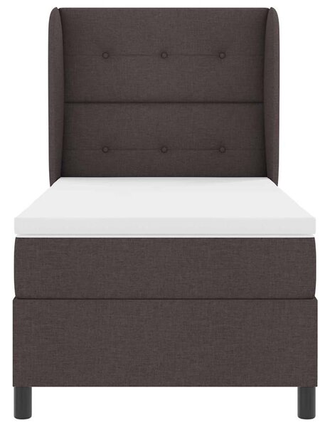Postel s boxspringem s čelo Tmavě hnědá 100 x 200 cm textil 3340553