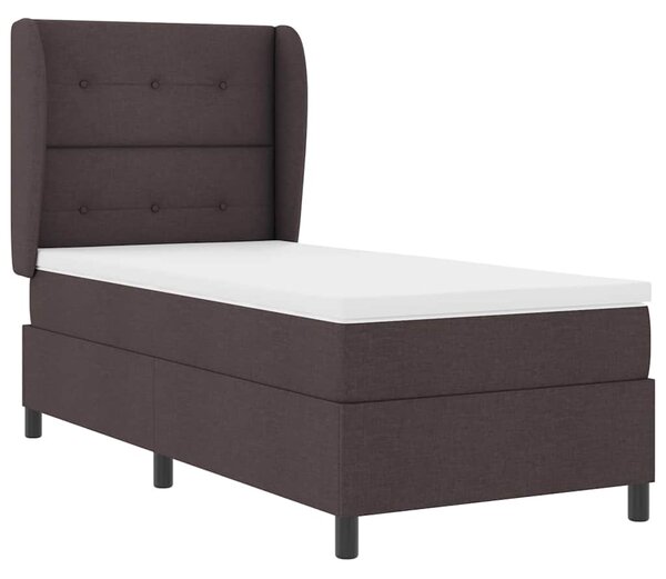 Postel s boxspringem s čelo Tmavě hnědá 100 x 200 cm textil 3340553