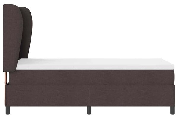 Postel s boxspringem s čelo Tmavě hnědá 100 x 200 cm textil 3340553