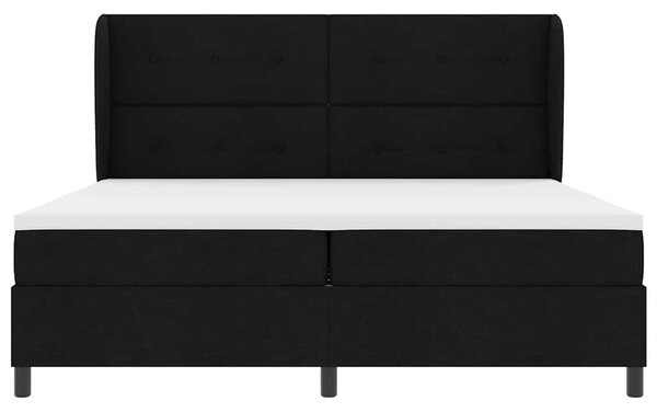 Postel s boxspringem s čelo Černá 200 x 200 cm textil 3340587