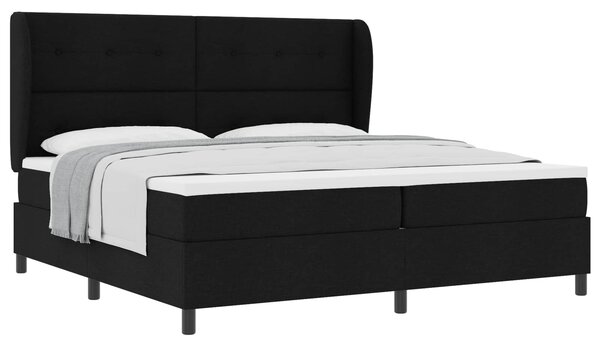 Postel s boxspringem s čelo Černá 200 x 200 cm textil 3340587