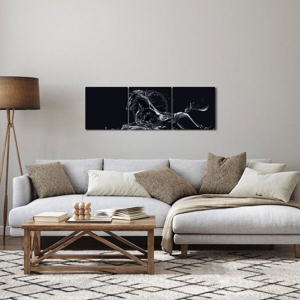 Obraz - Kůň a voda (s hodinami) (90x30 cm)