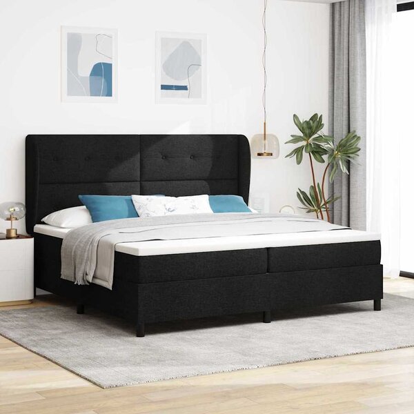Postel s boxspringem s čelo Černá 200 x 200 cm textil 3340587