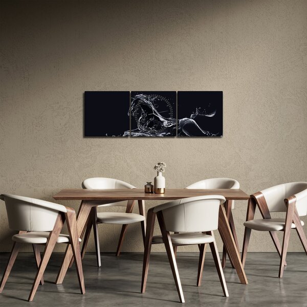 Obraz - Kůň a voda (s hodinami) (90x30 cm)
