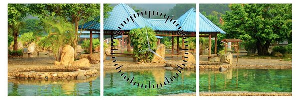 Obraz - Shanghai hotel park (s hodinami) (90x30 cm)
