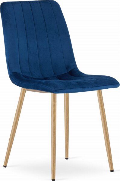 ORSARA židle tmavě modrá velur čalouněná kovovými nohami nosnost do 110 kg rozměry 43x90x51 cm pro obývací pokoj, kuchyň, ložnici