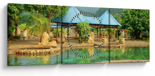 Obraz - Shanghai hotel park (s hodinami) (90x30 cm)