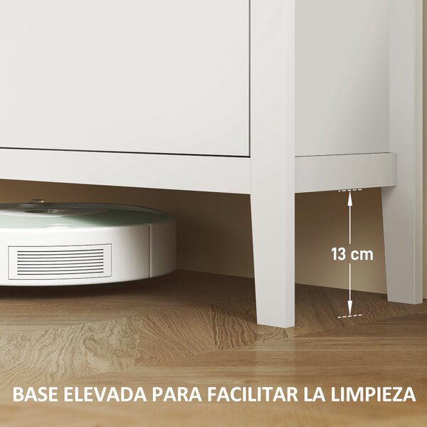 HOMCOM Úzká skříň na boty s 4 výklopnými zásuvkami, nastavitelnými policemi a PU úchyty pro 20 párů bot na chodbu 105x24x95,5 cm Bílá | Aosom