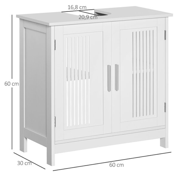 Kleankin Podskříňková Koupelnová Skříňka se Dvěma Ventilovanými Dveřmi a Nastavitelnou Úložnou Policí Moderní 60x30x60 cm Bílá | Aosom