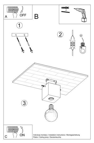 Sollux Lighting Stropní svítidlo ARIZ beton