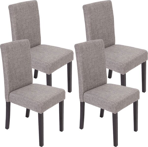 Sada 4 jídelních židlí Kuchyňská židle Littau Textil, šedá, tmavé nohy