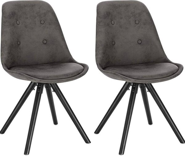 Happyment židle pro návštěvy Cozi - sada 2 židlí Eetkamer - antracitová tkanina - dřevěné nohy - výška 46 cm - Deluxe