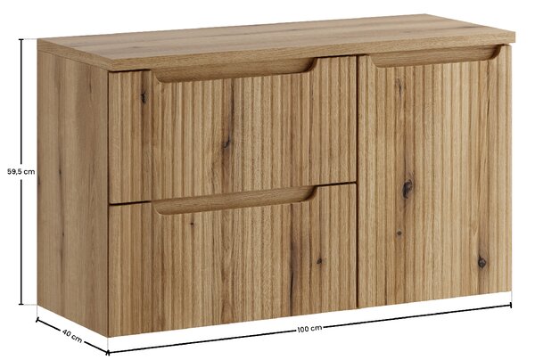 Comad Koupelnová skříňka pod deskové umyvadlo s košem na prádlo Nova Coast Evoke 100 dub coast evoke
