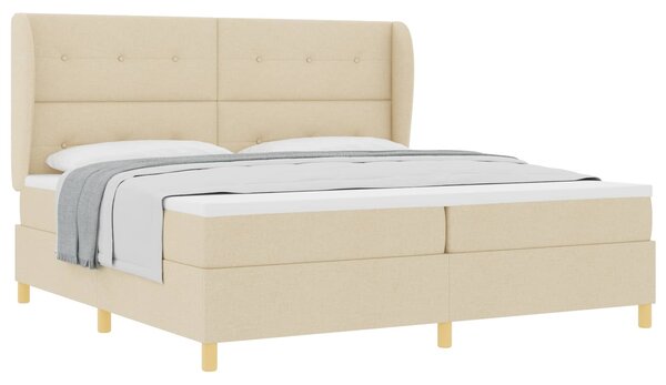 Postel s boxspringem s čelo Krémová 200 x 200 cm textil 3340779