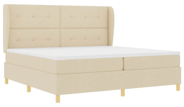 Postel s boxspringem s čelo Krémová 200 x 200 cm textil 3340779