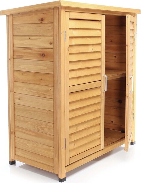 Zahradní kůlna s dvoukřídlými dveřmi 870x465x916 mm poloviční výšky ze smrkového dřeva s jednoplášťovou střechou pro zahradu, terasu a balkon Zahradní kůlna na nářadí Dřevěná kůlna Skříň na nářadí