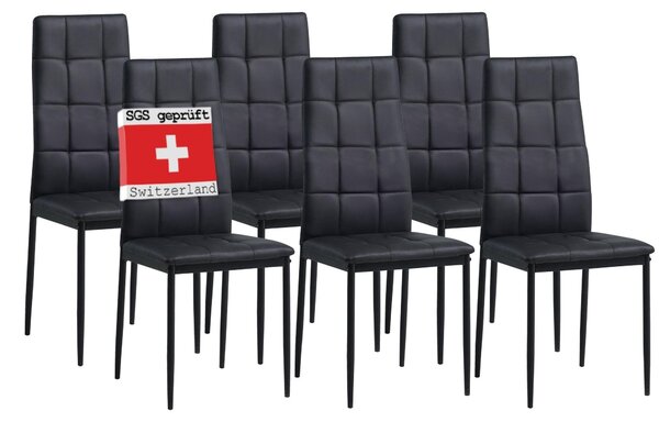 Židle do jídelny Albatros RIMINI Set of 6, černá - ušlechtilý italský design, čalouněný potah židle z umělé kůže, moderní a stylový u jídelního stolu - kuchyňská židle do jídelny s vysokou nosností