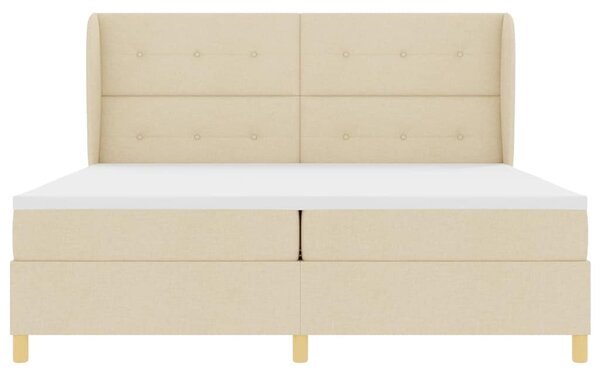Postel s boxspringem s čelo Krémová 200 x 200 cm textil 3340779