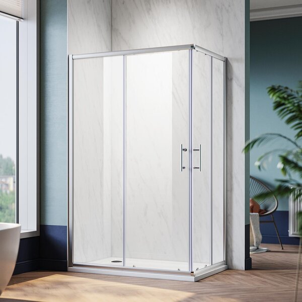 SONNI rohový sprchový kout ŠxHxV: 70x120x185 cm rohový vstup dvojité posuvné dveře sprchový kout tvrzené bezpečnostní sklo funkce rychlého uvolnění ochrana proti stříkající vodě